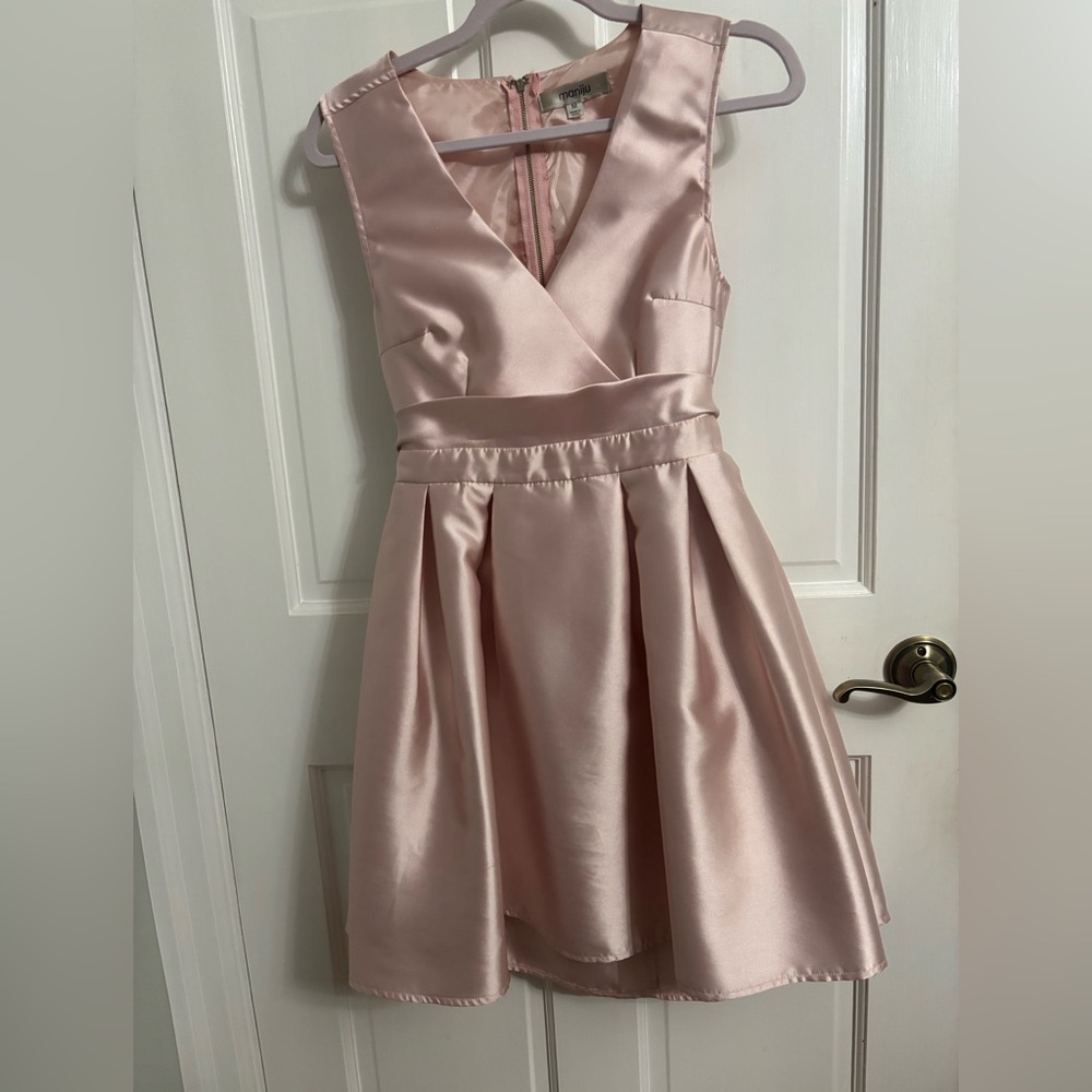 Elegant Pink Satin Mini Dress